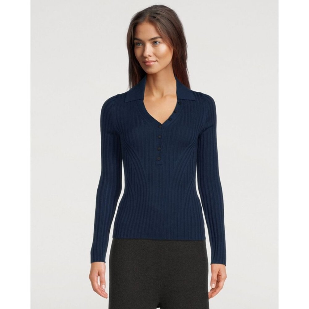 NWT NAADAM New Diamond Navy‎ Silk and Wool Pullover Size Small